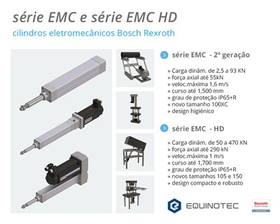 Equinotec lança cilindro EMC HD da Bosch Rexroth